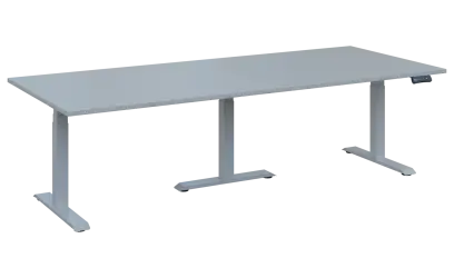 FLEXIMEET 250-100 výškově nastavitelný stůl, kovová podnož stříbrná, deska 25 mm, široký 2500 mm, šedá